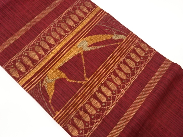 JAPANESE NAGOYA OBI / TSUMUGI / PULP CLOTH / WOVEN DEER